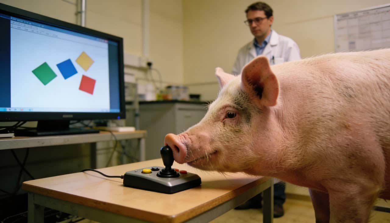 Pesquisas revelam que porcos conseguem usar joysticks e resolver tarefas em telas - Imagem do artigo